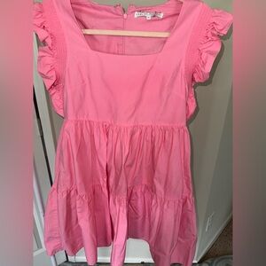 English Factory Pink Ruffle Sleeve Mini Dress